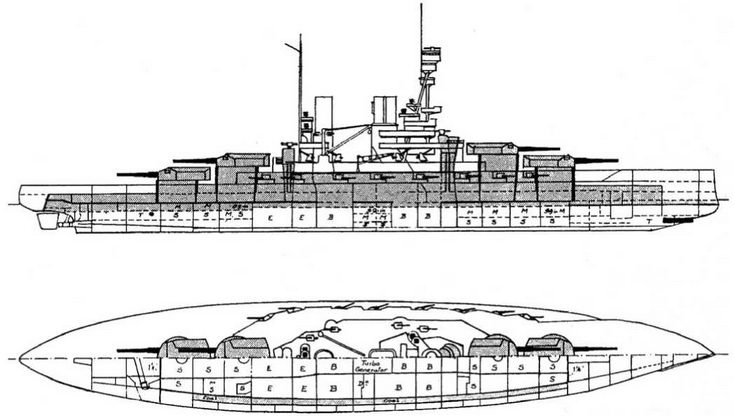 Линейные корабли типа "Баерн". Последние дредноуты империи кайзера Вильгельма II.